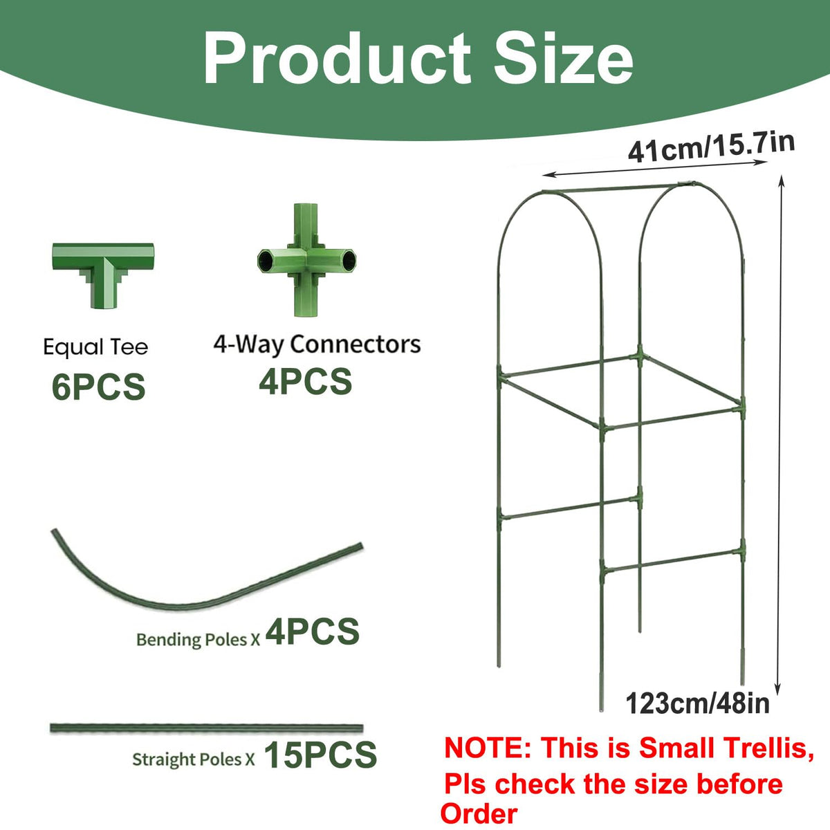 7Queen trellis size 47 by 15.7 inches for flexible garden layouts.