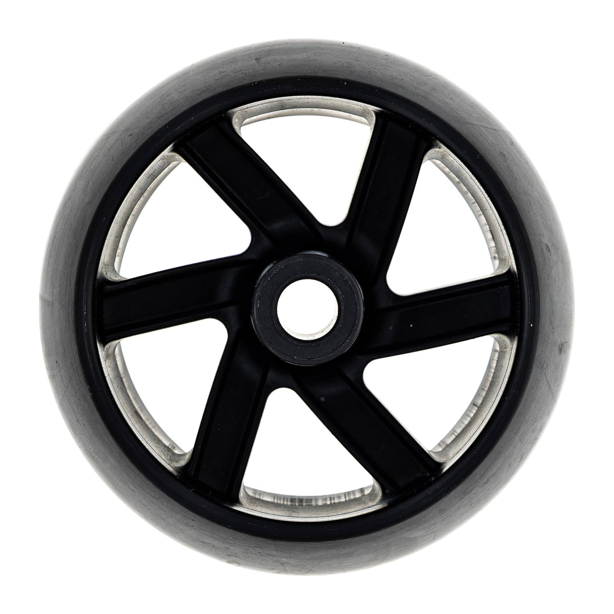 8TEN deck wheel kit mounted on Husqvarna TS354D enables stable rolling across rough grass.