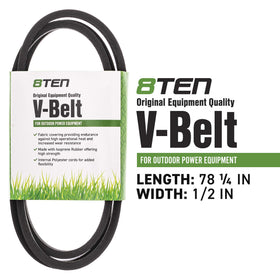 8TEN drive belt packaging label lists OEM numbers and model fit