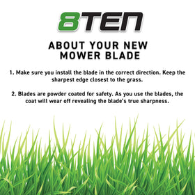 8TEN LawnRAZOR compatibility chart helps verify Deere model matches.