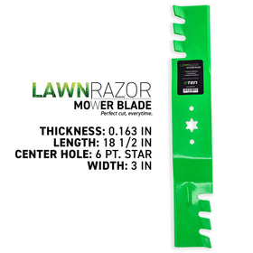 8TEN LawnRAZOR blade showing 18-1/2 inch length and 3 inch width