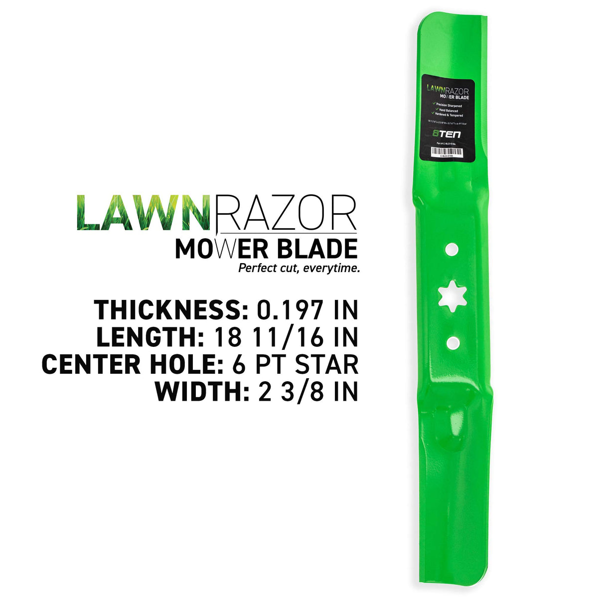 8TEN LawnRAZOR blade on mower deck showing mounting surface