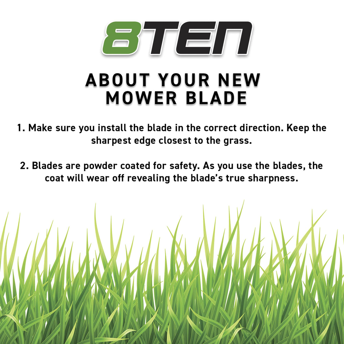 8TEN LawnRAZOR blades installed on a mower delivering improved performance.