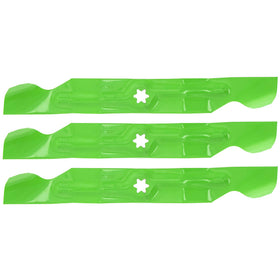 Close-up of LawnRAZOR blade edges highlighting high-lift design for cleaner turf lift.