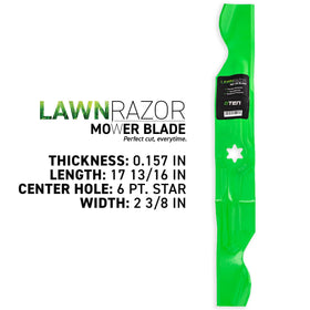 Installation guide for fitting LawnRAZOR blades on compatible Cub Cadet and MTD mowers.