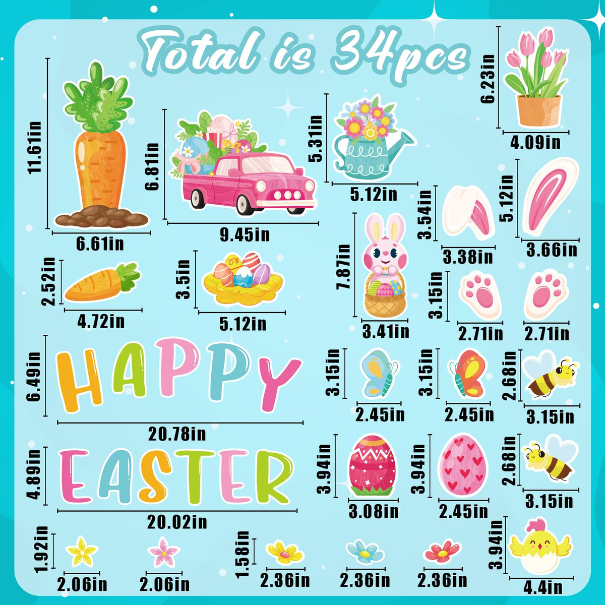90shine Easter magnets with eggs and carrots for colorful kitchen or garage styling