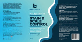 Belle Chemical stain and scale control for saltwater pools protects surfaces and reduces mineral buildup.