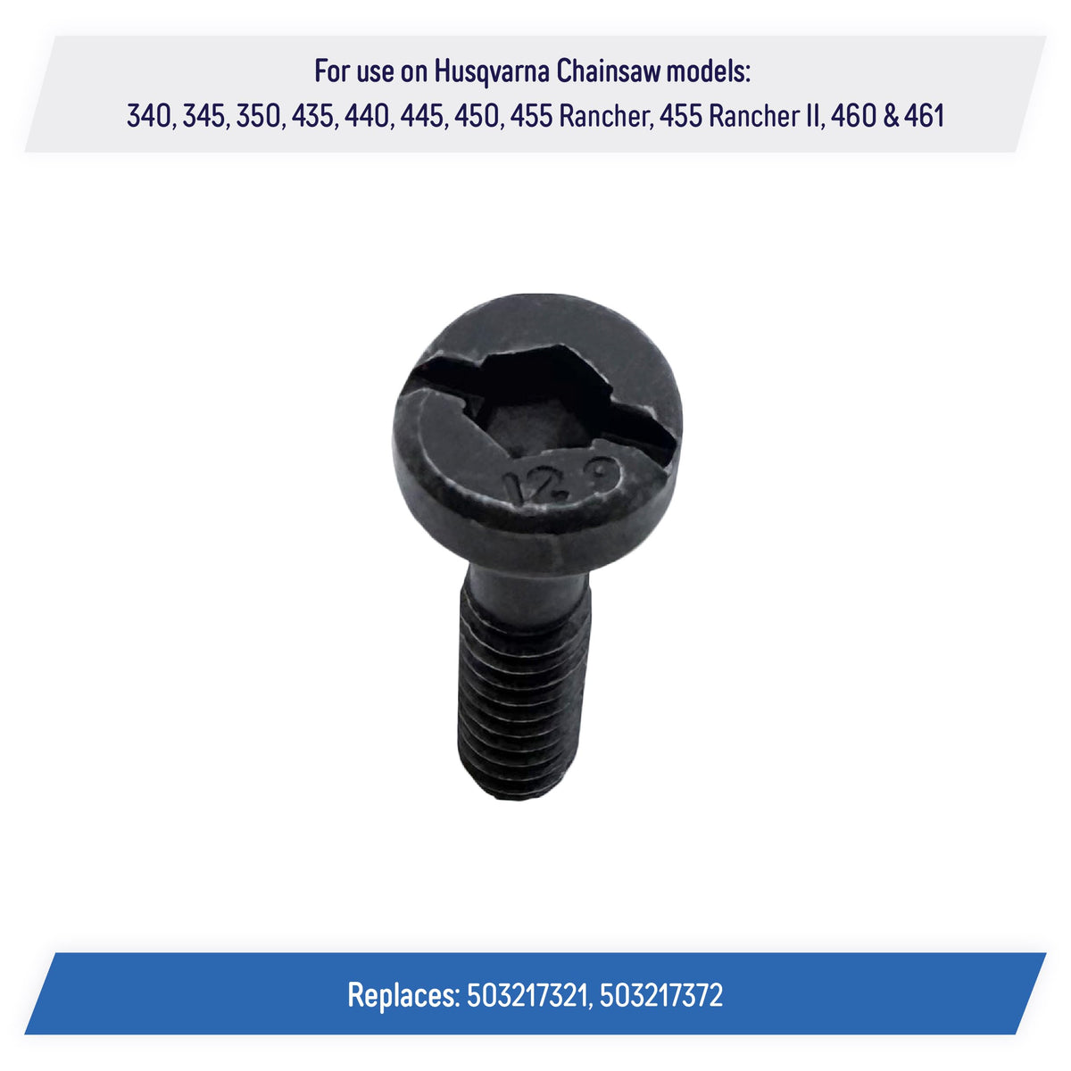 A.A recoil screws for Husqvarna 435-445; rugged steel with black finish.