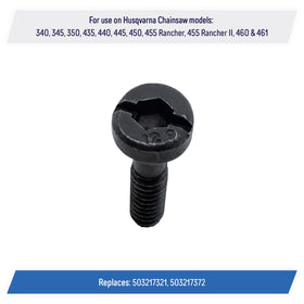 A.A recoil screws for Husqvarna 435-445; rugged steel with black finish.