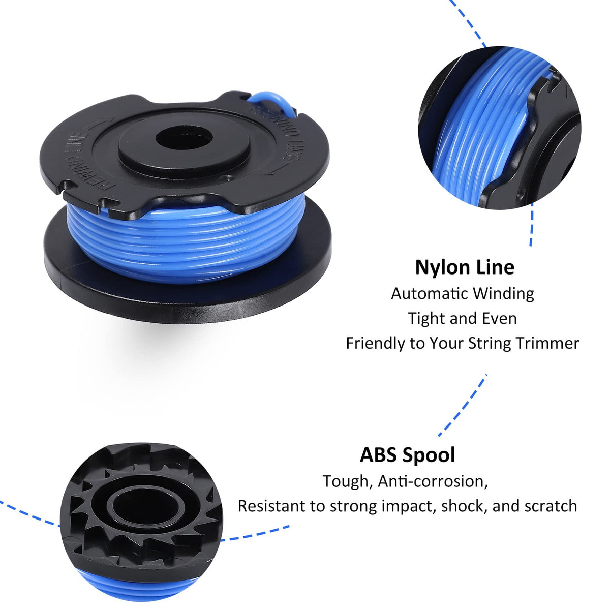 ANLEOLIFE auto-wind spool reduces setup time on compatible Greenworks trimmers.