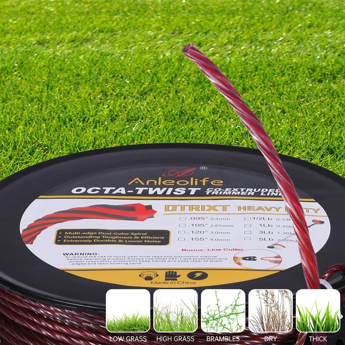 ANLEOLIFE heavy-duty trimmer line spool fits most corded and cordless trimmers.