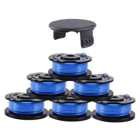 A ANLEOLIFE 0.065 inch weed eater spool with cap for quick replacement on Greenworks trimmers.