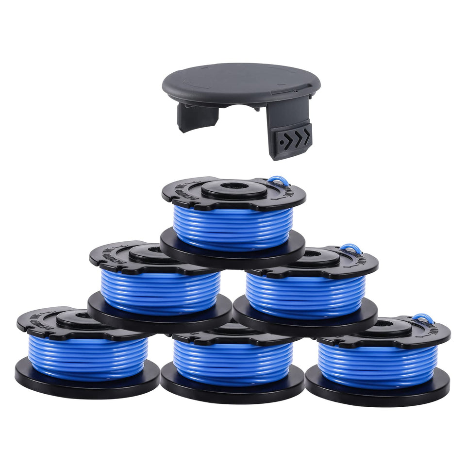 A ANLEOLIFE 0.065 inch weed eater spool with cap for quick replacement on Greenworks trimmers.