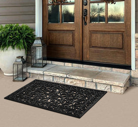 A1 Home Collections outdoor entryway mat with anti-slip backing prevents shifting.