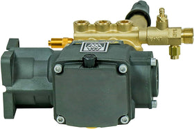 Garden hose inlet and M22 outlet enable standard attachments on the AAA pump.