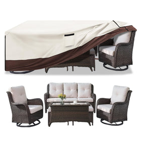 Aacabo 5-piece patio cover shields outdoor furniture from rain and sun.