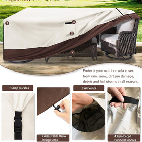 Aacabo straps secure cover over legs during windy days.