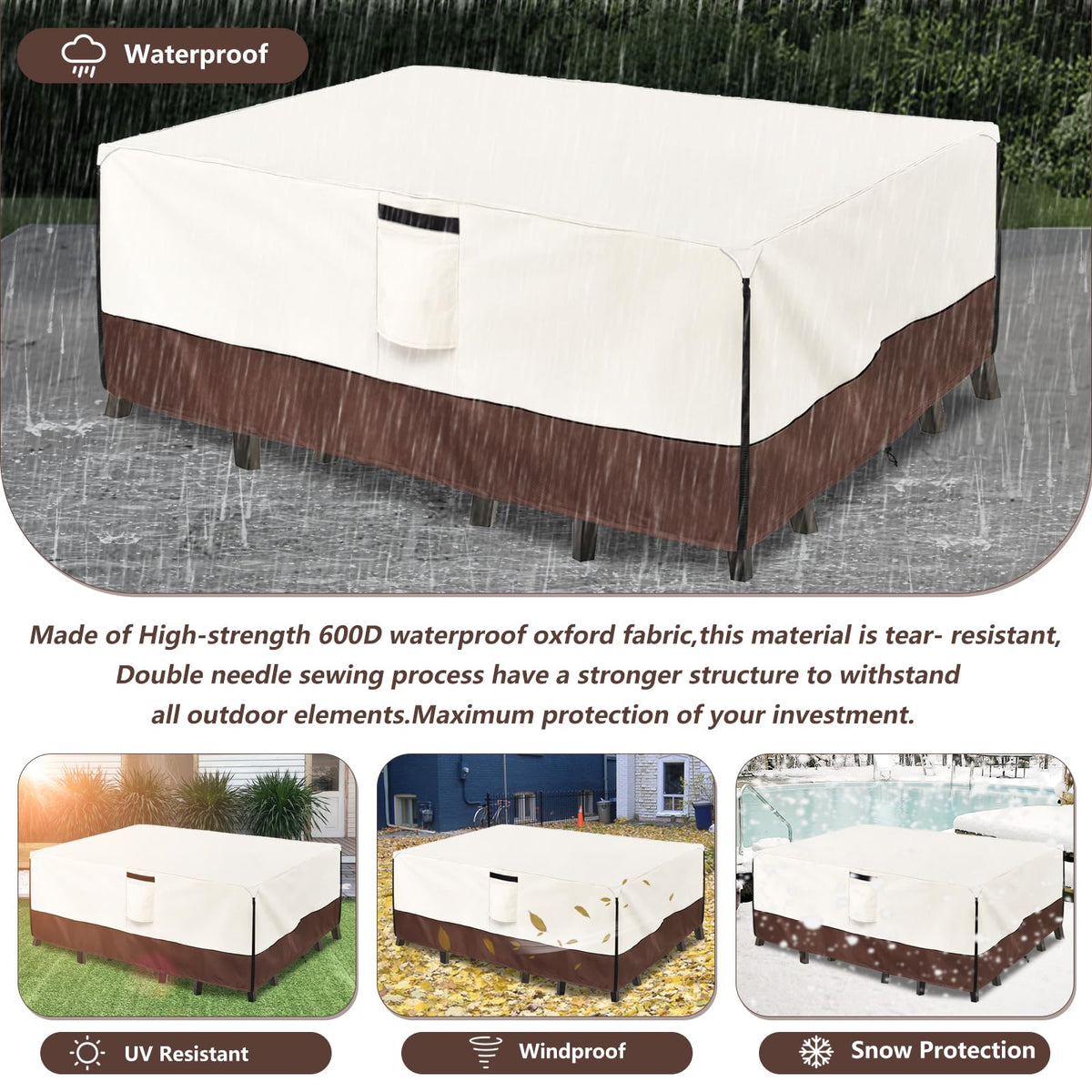 Aacabo beige cover keeps furniture clean from dust.