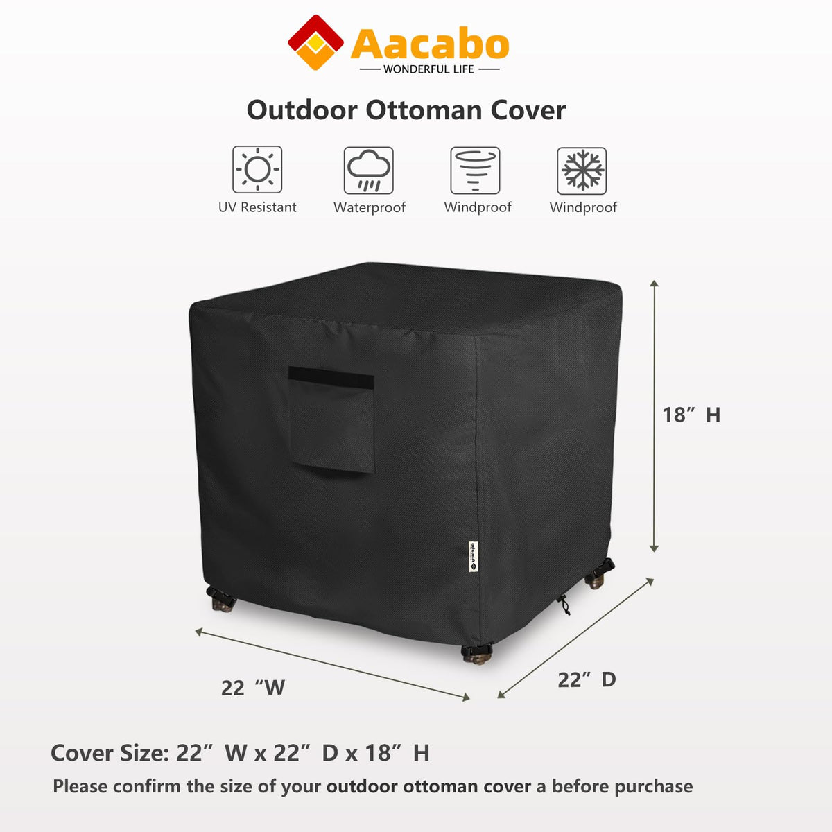 Aacabo wind-strap secured cover on a wicker table during breeze