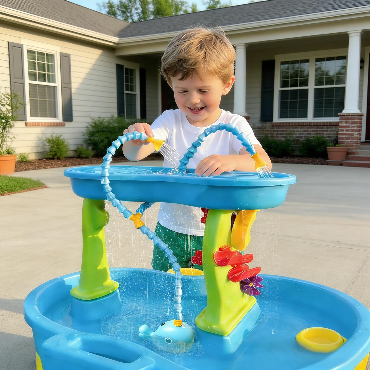 Aacabo pump positioned on a water table enabling creative fountains