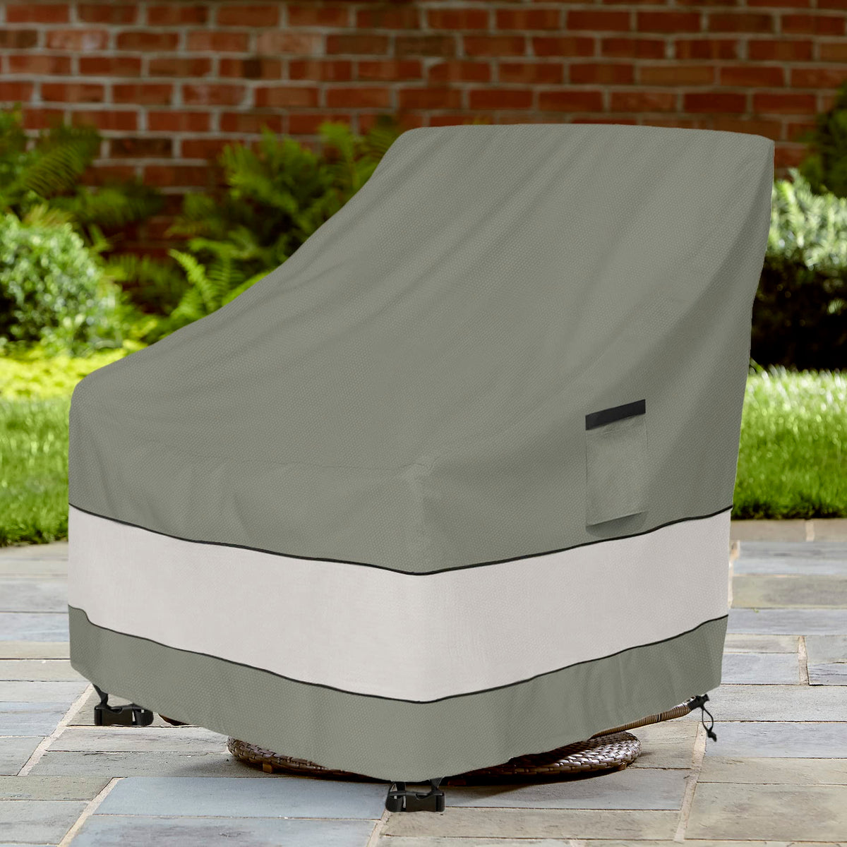 Grayish-green shade complements outdoor furniture aesthetics.