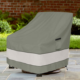 Grayish-green shade complements outdoor furniture aesthetics.