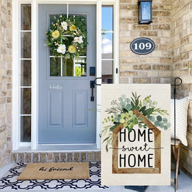 AACORS Eucalyptus Garden Flag uses burlap‑feeling fabric for durable outdoor decor.