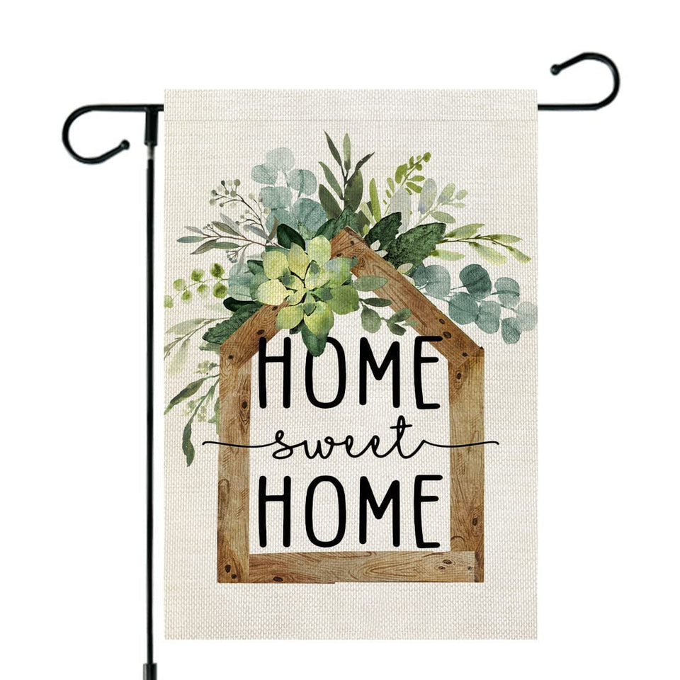 AACORS Eucalyptus Garden Flag with floral pattern enhances seasonal curb appeal outdoors.