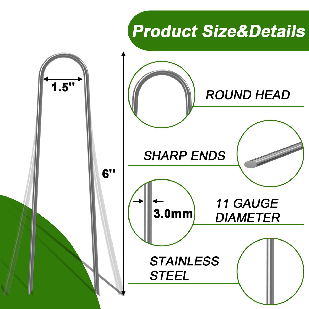 AAGUT galvanized 11-gauge stakes resist rust and bending for outdoor use.