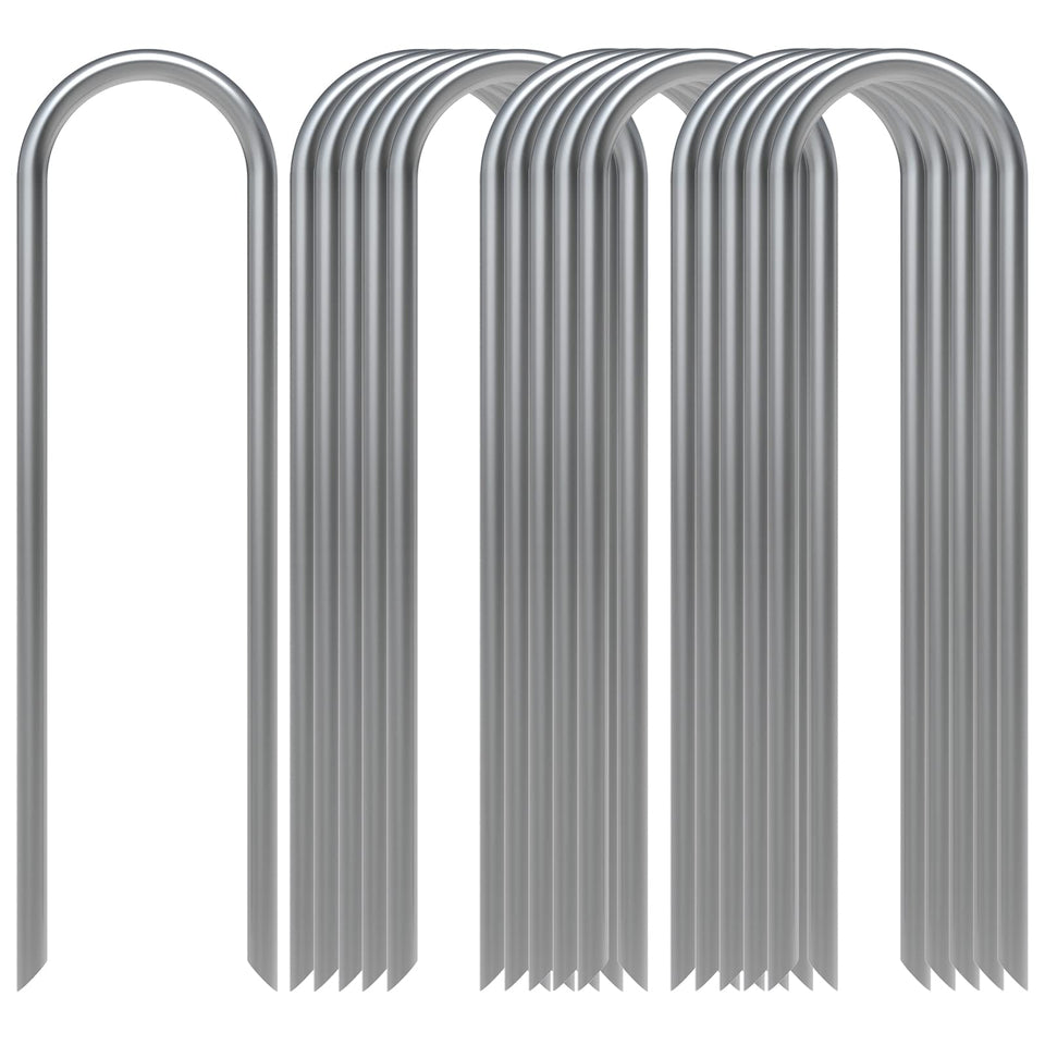 AAGUT 16-pack garden stakes secure 6-inch anchors for reliable drip irrigation.