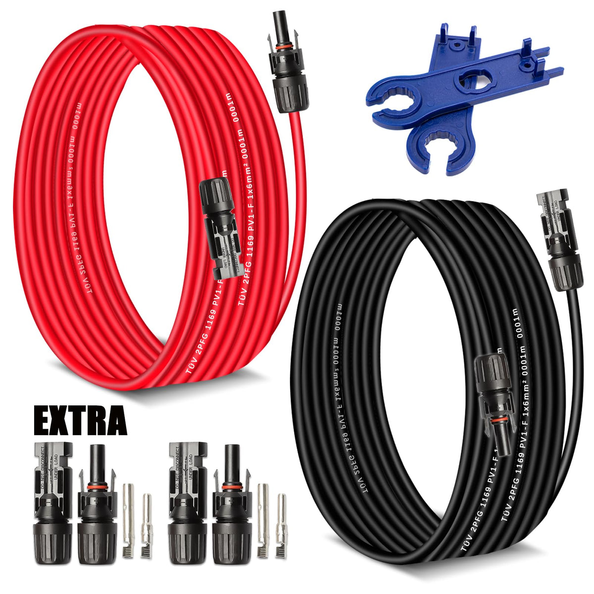AAKL solar extension cable 30ft for rooftop PV installations with sturdy 10AWG wiring