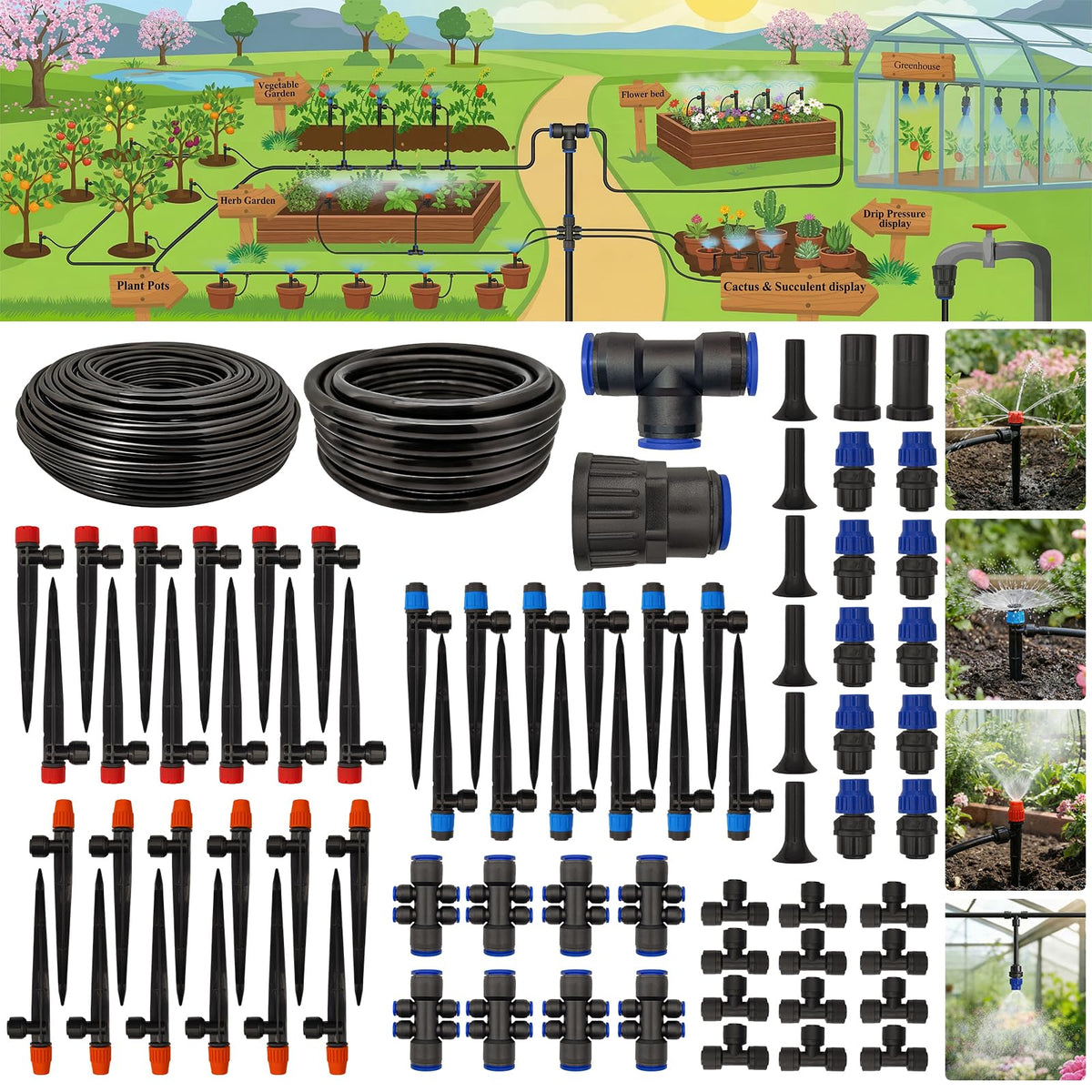 Abakuku drip irrigation kit with quick-connect fittings for easy setup