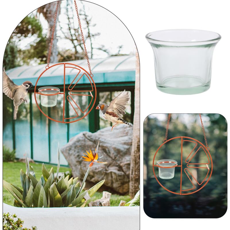 Abaodam glass bird feeder serves as a stylish garden decoration.