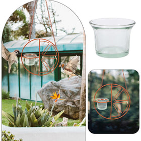 Abaodam glass bird feeder serves as a stylish garden decoration.