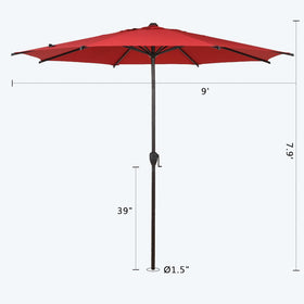 Abba Patio 9FT Lyon umbrella crank-lift for easy height adjustment.