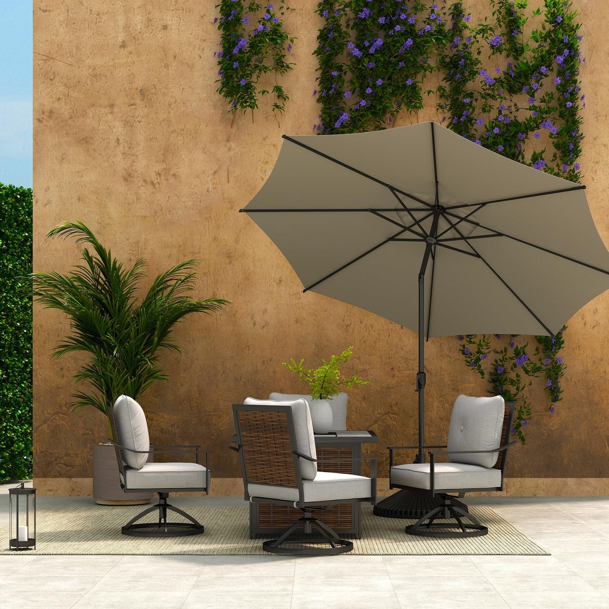 Abba Patio Lyon umbrella with crank operation for easy height and angle control.