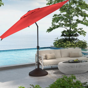Abba Patio 9FT Lyon umbrella tilted for sun direction control.