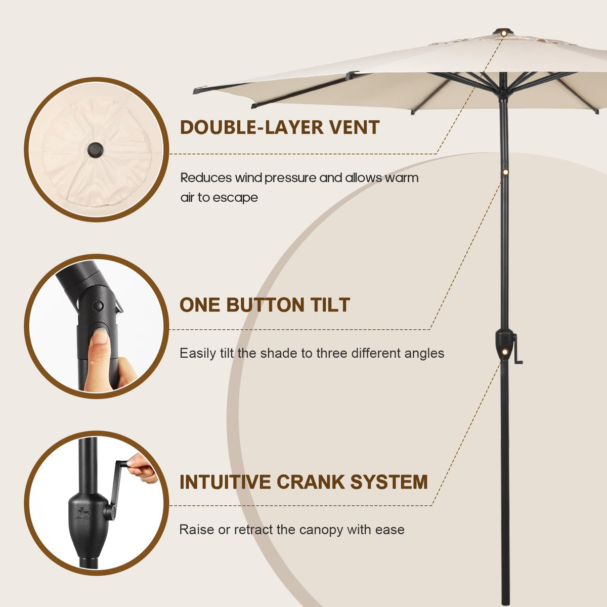 Abba Patio Lyon umbrella fabric with UPF 50+ protection blocks sun exposure.