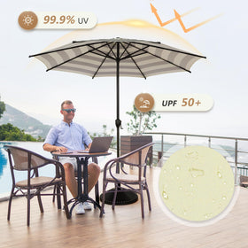 9-foot Abba Patio Lyon umbrella covers seating for up to six people