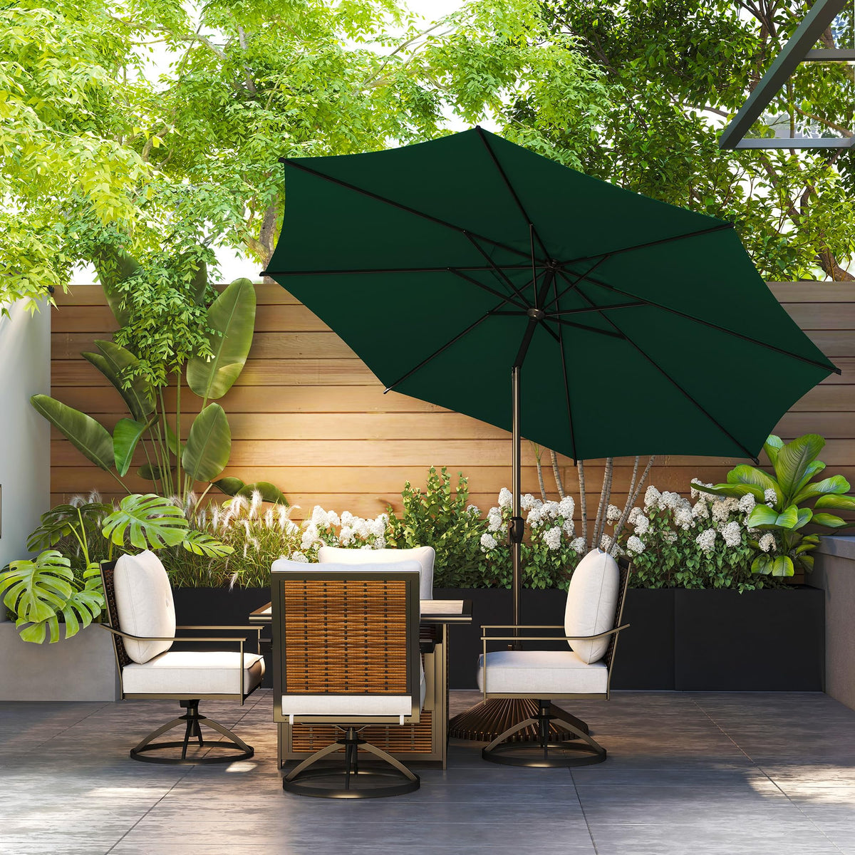 Abba Patio Lyon umbrella crank operation enables easy height and angle adjustments