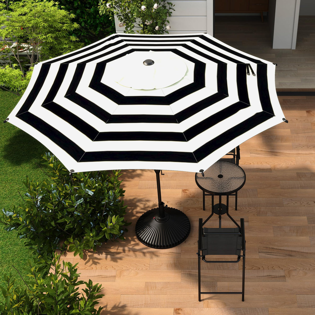 Crank tilt feature on Abba Patio Lyon umbrella for easy sun positioning