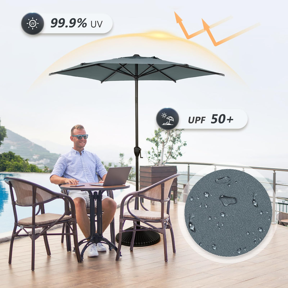 Abba Patio Lyon umbrella push-button tilt for directional shade
