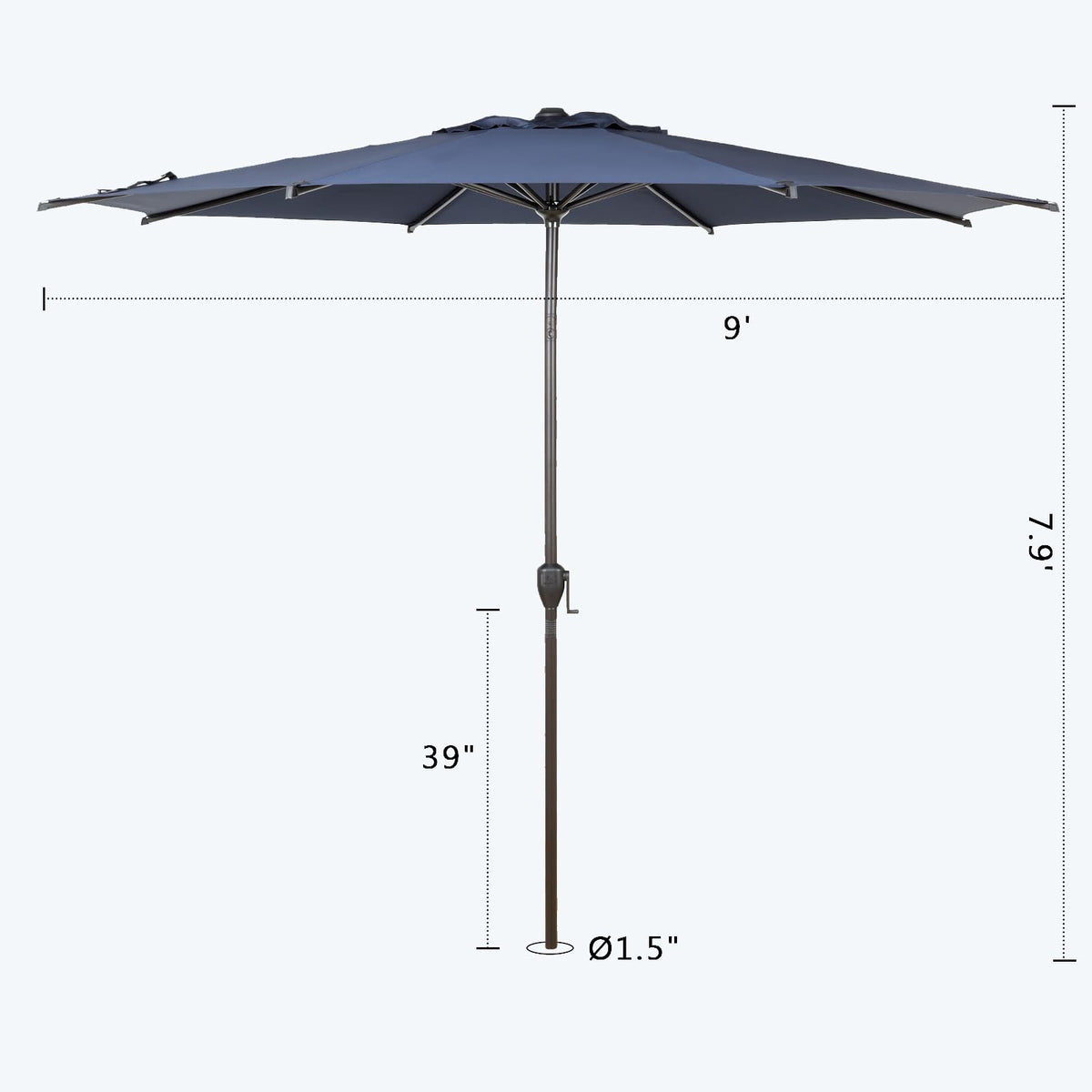 Abba Patio Lyon umbrella reinforced ribs enhance durability against gusty afternoons.