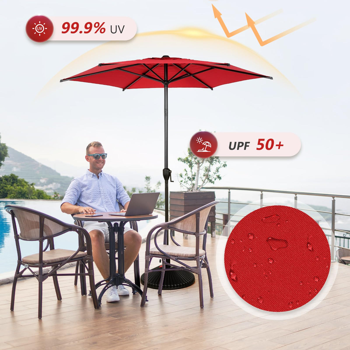 Abba Patio Lyon reinforced-ribs deliver durable wind resistance.