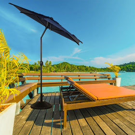 Abba Patio Lyon umbrella fabric provides UV protection for sunny days.