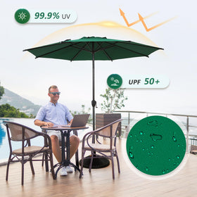 Abba Patio Lyon umbrella vented canopy promotes airflow and rain shelter