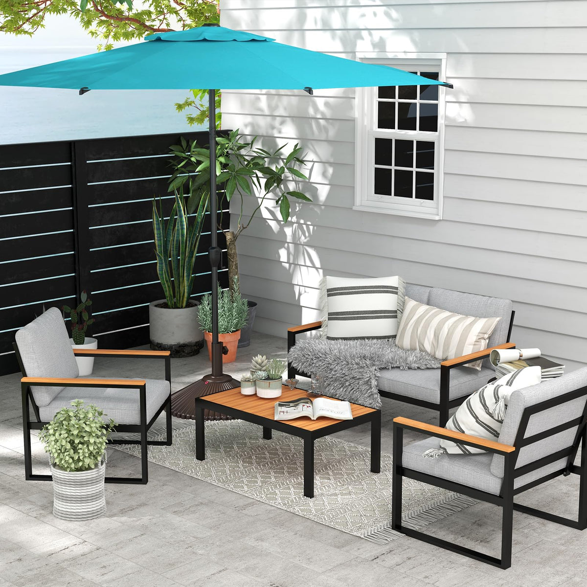 Abba Patio Lyon umbrella waterproof fabric keeps you dry in light rain