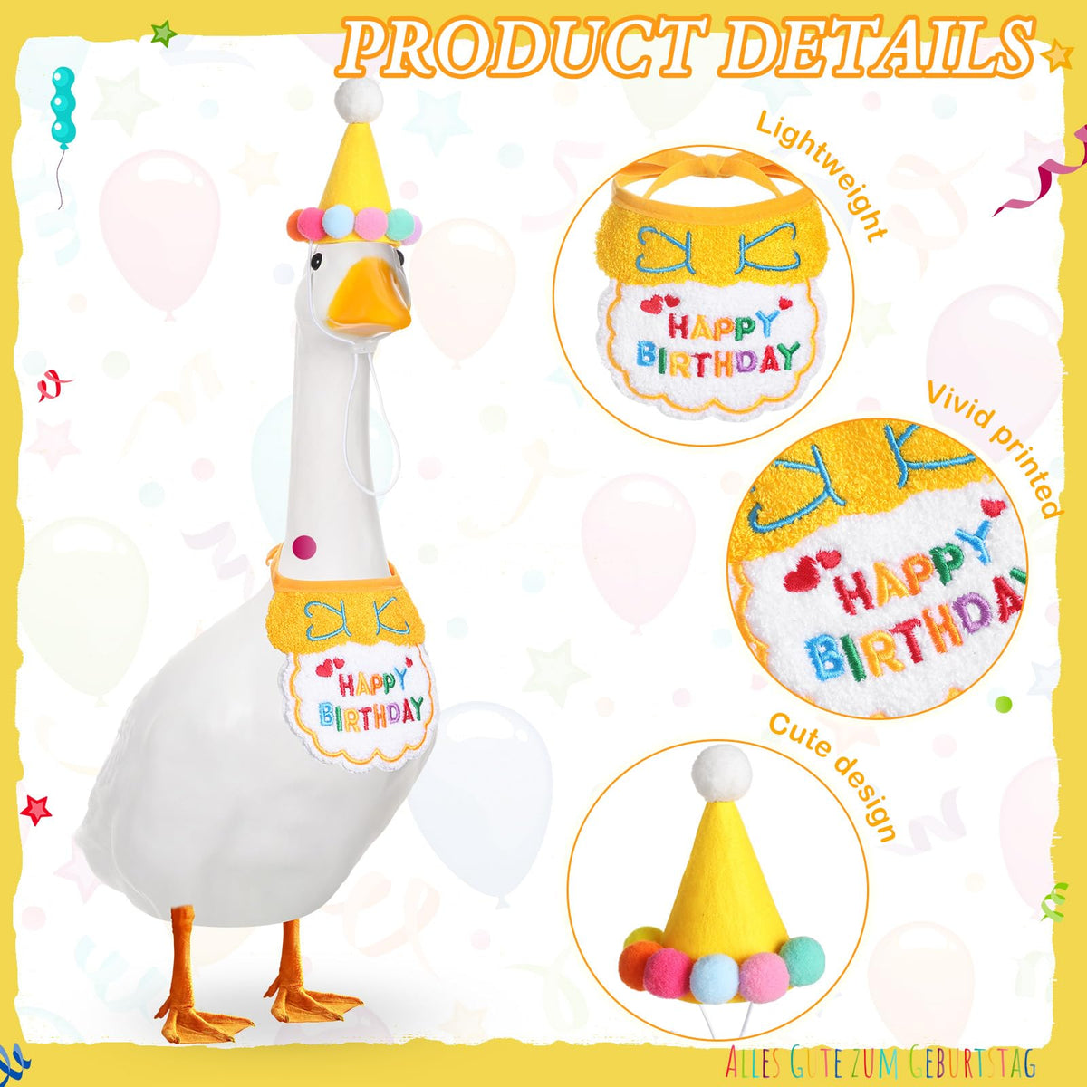 Abbylike birthday bandana for goose creates cute celebration accents.