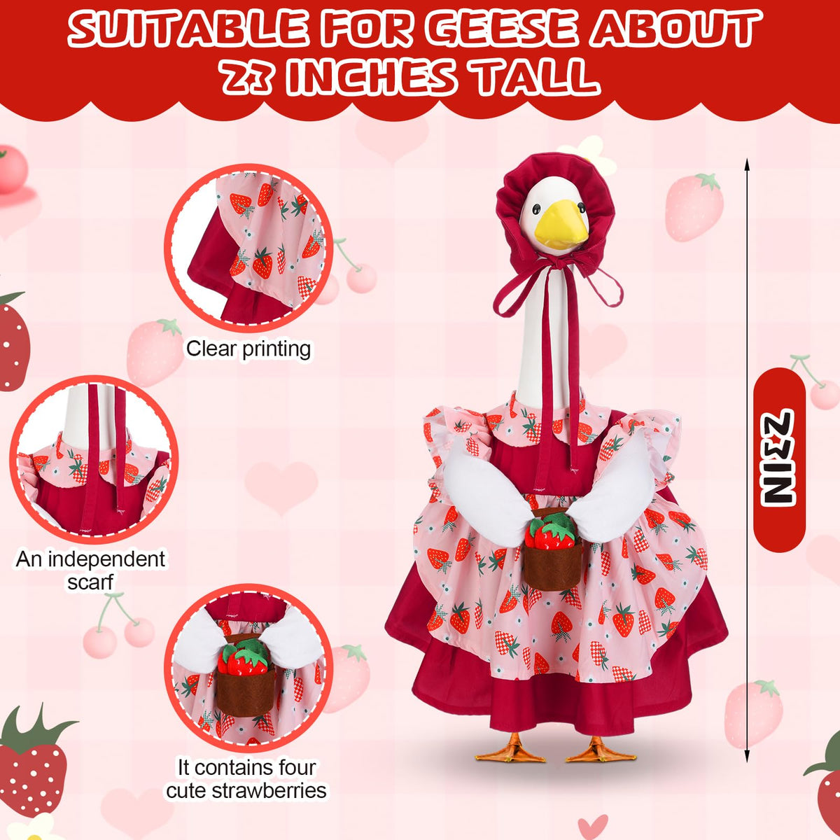Abbylike bright-patterned goose outfit adds eye-catching color to gardens.