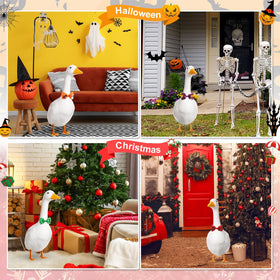Abbylike Christmas goose bow tie adds festive sparkle to outdoor display